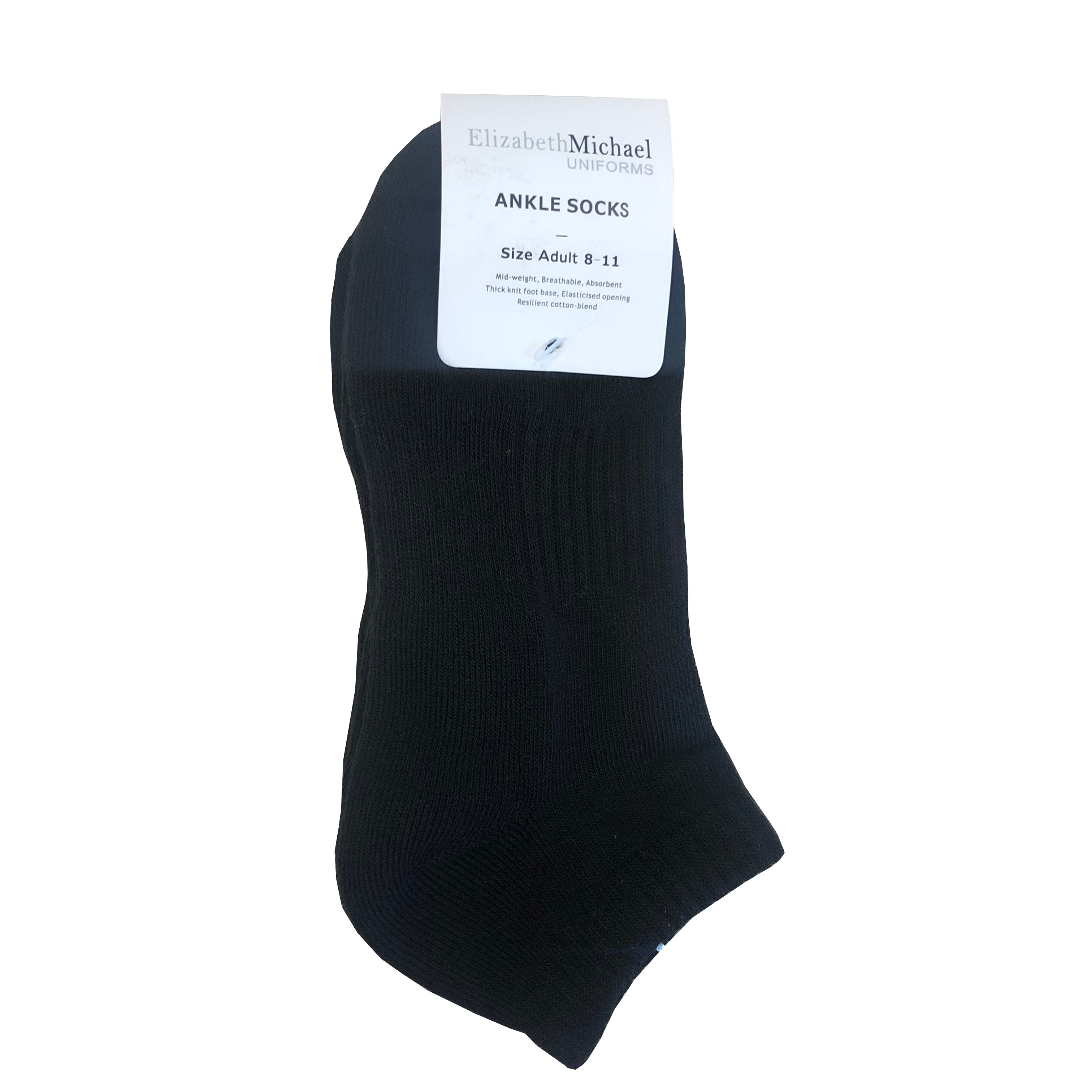 Ankle Socks - Black (3 Pack) - Elizabeth Michael Uniforms